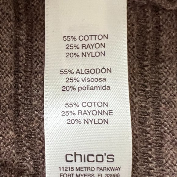 Chico's Coco Brown Large Ribbed Sweater Size Medium (Chico's 1) See Last Image - Picture 7 of 10